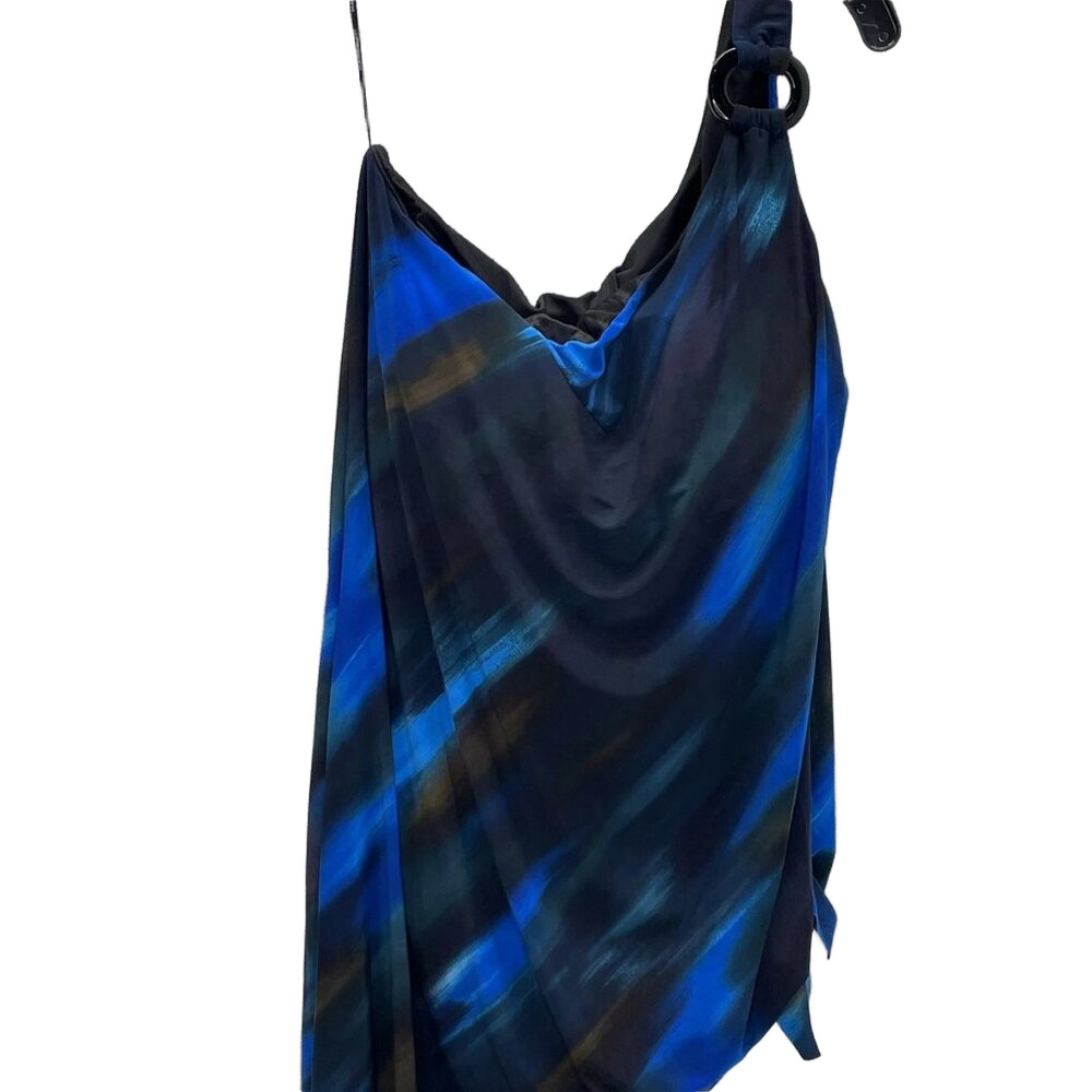 NEW MAGICSUIT Swipe Right Amal One-Shoulder Tankini Top Size 16 Black/Multi